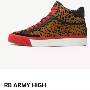 Nwt! Rag & Bone women's RB Army high leopard print suede high top sneakers